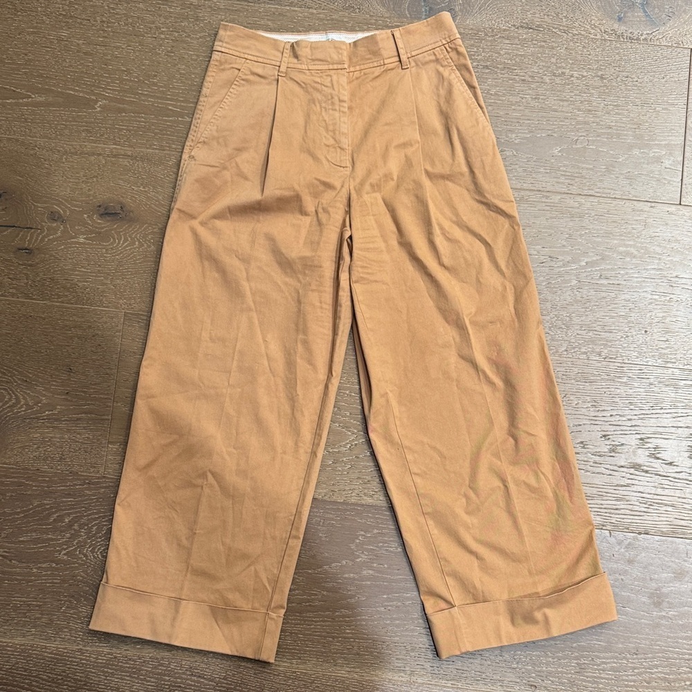 J.Crew Re-Imagined Cropped Wide Leg Pants Tan High Rise Size 2 - Picture 2 of 7
